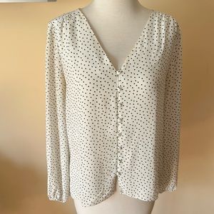 White House Black Market pokodot high low blouse.